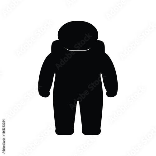 Full silhouette of an astronaut in a spacesuit standing upright in black