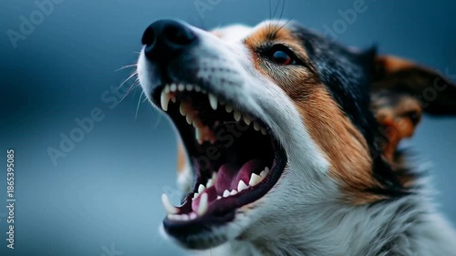 Close-up view of a dog barking and attempting to bark, capturing emotion, alertness, sound, and expression in a powerful canine moment that shows communication, instinct, and energy loud reaction