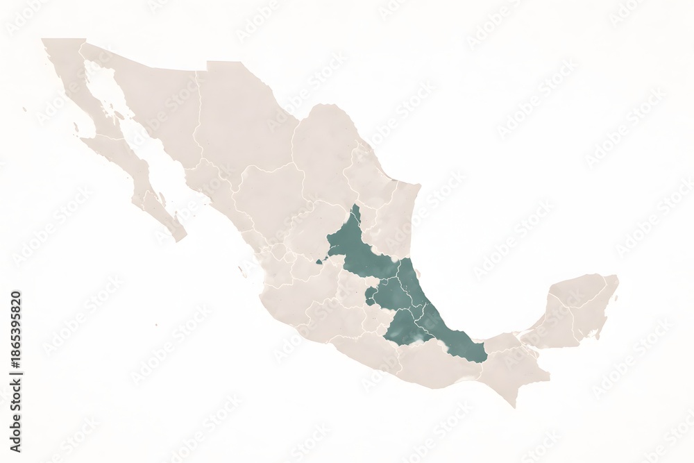 Naklejka premium Mexico Map Vector with Central Mexico Highlighted