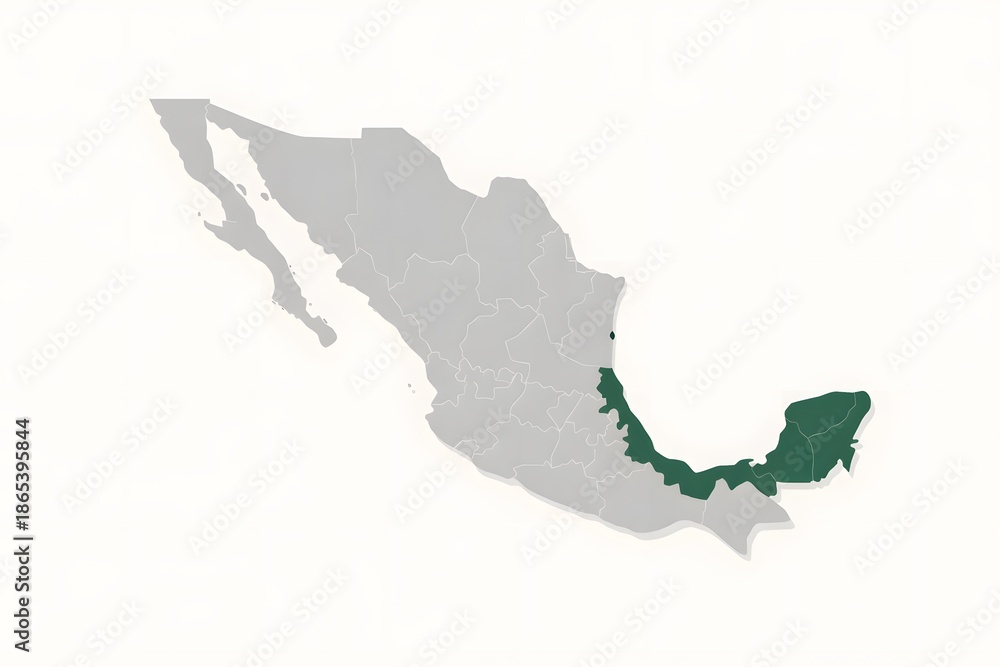 Naklejka premium Mexico Map Vector with Veracruz Region Highlighted