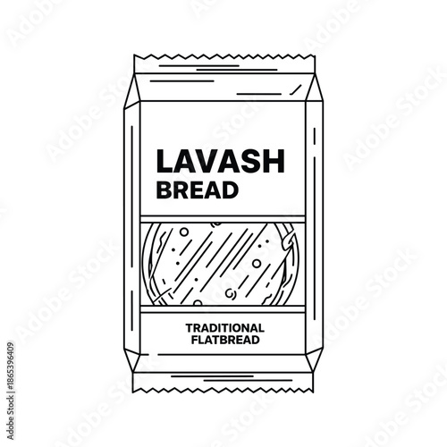Lavash Bread Packaging Illustration Black White