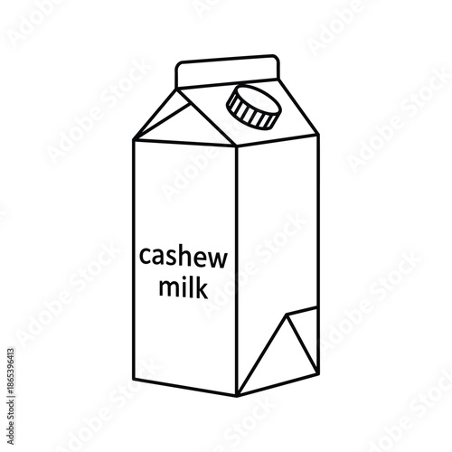 Cashew milk carton illustration black and white