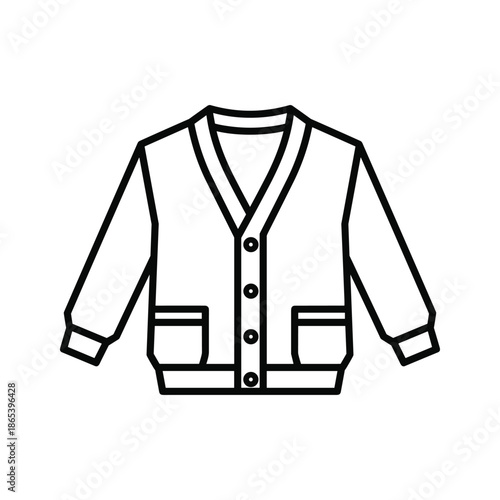 Simple black and white cardigan illustration