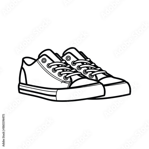 Black and white illustration of a pair of sneakers