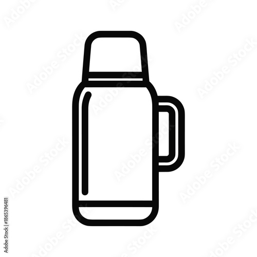 Black and white thermos bottle icon illustration