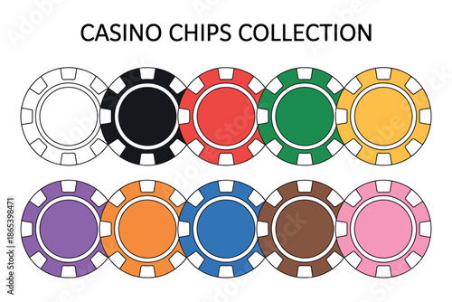 A colorful collection of casino chips in various colors and designs