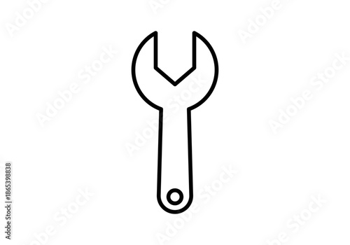 Icono de llave inglesa blanca con contorno negro