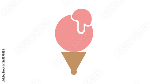Pink Ice Cream Cone with Melted Scoop Illustration.