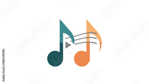 Stylized Music Notes Colorful Bass Treble Cle Page.