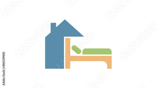 Simple illustration Page of house Page and bed.