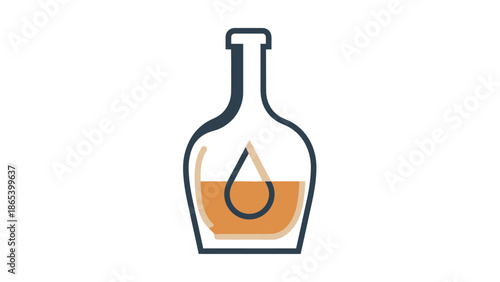 Simple illustration of a whiskey bottle with liquid inside.