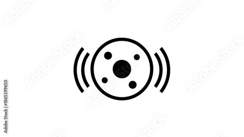 Simple black icon of a speaker emitting sound waves.