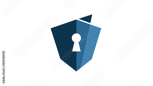 A blue security shield with a keyhole in the center, symbolizing data protection and cybersecurity.