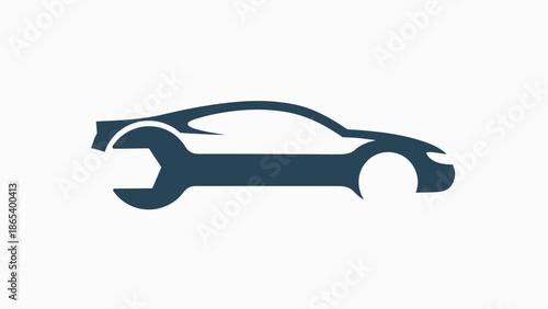 Automotive repair logo design featuring a car silhouette and wrench, suitable for mechanics and auto service businesses.