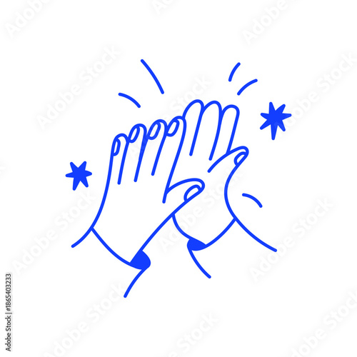 Vector doodle sketch illustration, hands giving high five, business partnership concept