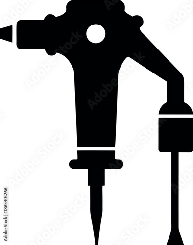 Hydraulic Jackhammer Silhouette Tool Icon Vector