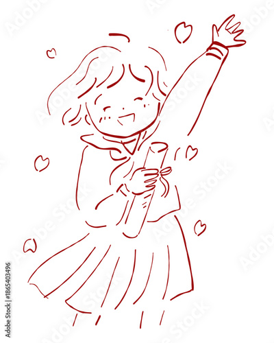 卒業証書を手にしよろこぶ学生のイラスト