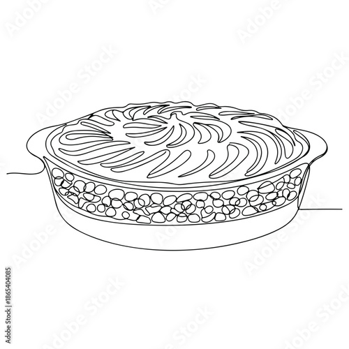 Detailed pie drawing with decorative crust, delicious dessert graphic ideal for winter food themes. Comfort food pie drawing illustrates warmth. Hot food pie drawing design for menu or recipe blog,
