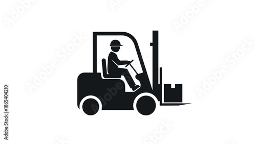 Warehouse worker operating a forklift truck safely.