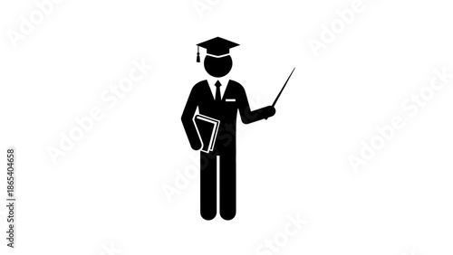Graduate in academic attire Page pointer presentation.