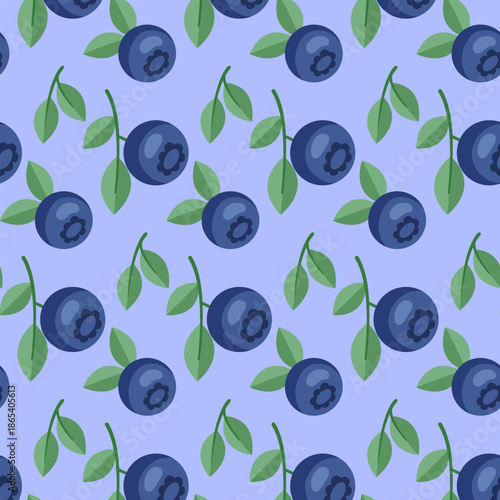Vector pattern with blueberries, floral ornament with berries