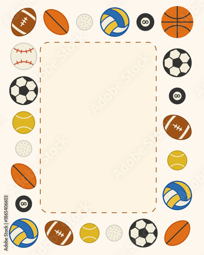 Sports icons surround empty space for design