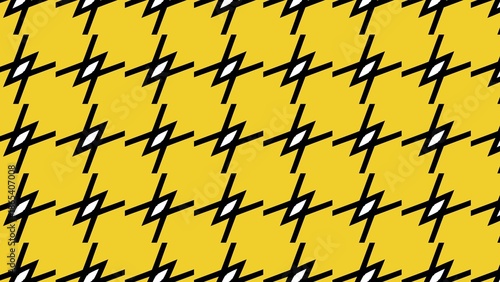 A yellow and black patterned background with black and white lines