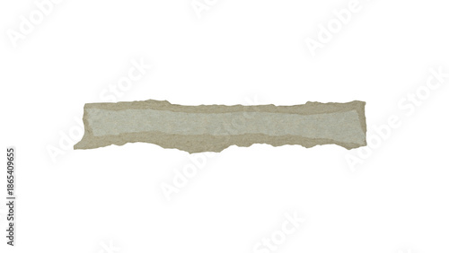 Thin horizontal strip of brown kraft paper with torn, uneven edges and a fibrous texture Concept for scrapbooking and handmade craft design