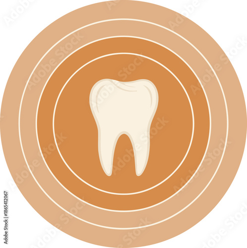 A minimalist design featuring a tooth icon surrounded by concentric circles, evoking a bright, healthy smile. ?Brighten Your Day? tagline adds a positive touch.