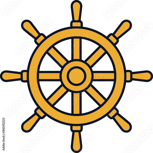 A stylized golden ship's wheel icon. Bold, clean design. Perfect for fleet management, navigation, or maritime themes. Lead the fleet!