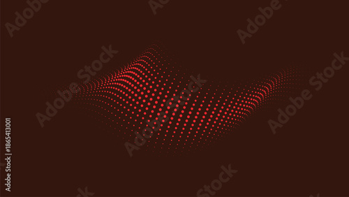 Dark abstract red halftone wave with glowing depth and dramatic motion Vector Illustration