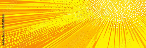 This modern illustration is set against a vintage pop art yellow background on the banner