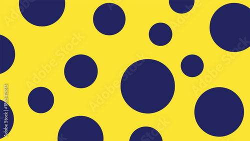 Vibrant Yellow Background with Page Filling Navy Blue Circles of Various Sizes.