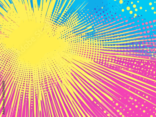 Abstract comics that employ a pop art style often have a blank layout and are characterized by the presence of rays and halftone dots