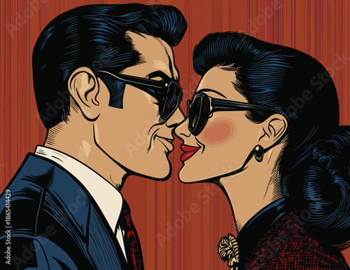 In this colorful illustration, a girl is seen whispering a secret to a man, who listens intently as she speaks in confidence with her hand at her mouth