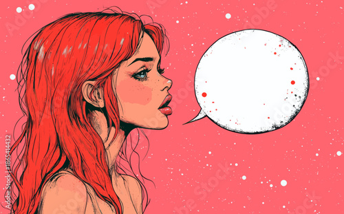 In a pop art retro comic style setting with a modern colorful background, a sexy girl's open mouth generated a wow effect, while a woman stood shocked and surprised
