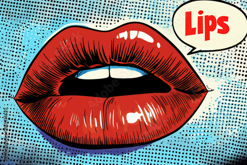 Sexy mouth of a woman with a splash expression done in pop art style