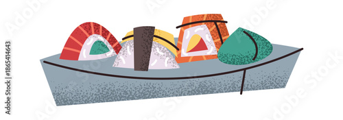 Sushi set sticker menu design