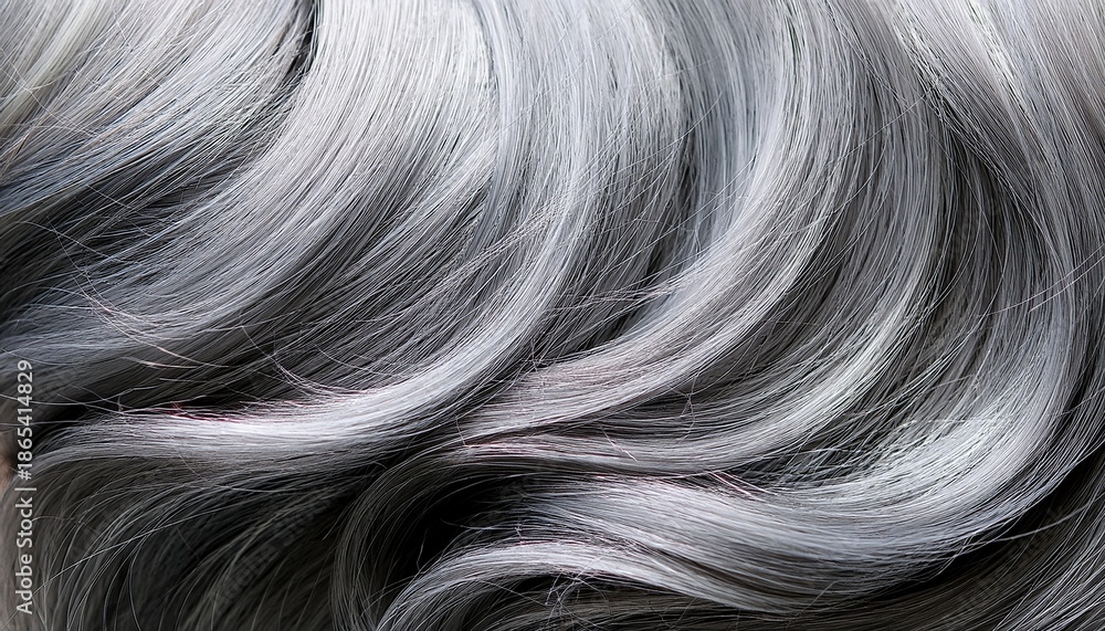 Naklejka premium silver gray healthy hair close up shot for stock photography close up of colored