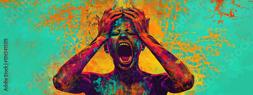 Modern design and retro style combine in a contemporary art collage featuring a man posed on a green studio background, evoking the style of a magazine