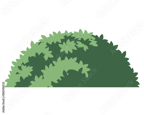 Stylized vibrant green garden bush, a lush natural plant element perfect for adding decorative foliage to various landscape designs and digital projects, enhancing visual appeal with its organic form