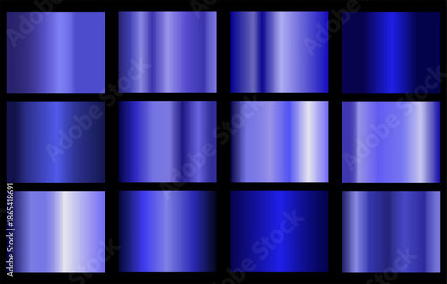 Blue metallic gradient textures. Stylish and bright vector gradient collection. Vector illustration.