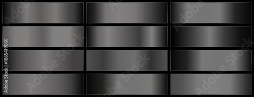 premium real black gradients swatch palette. black metal gradient. realistic black.