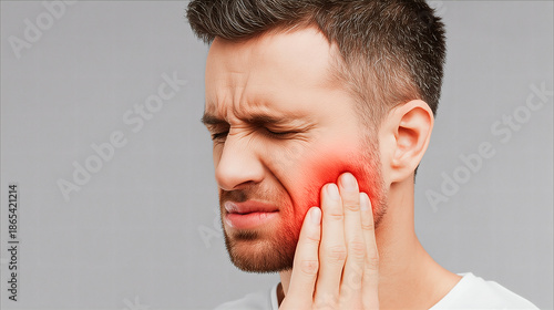 Hombre joven con dolor de muelas