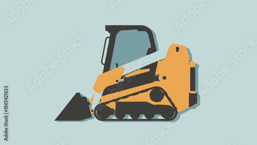 Vector illustration Page of a yellow construction skid steer loader.
