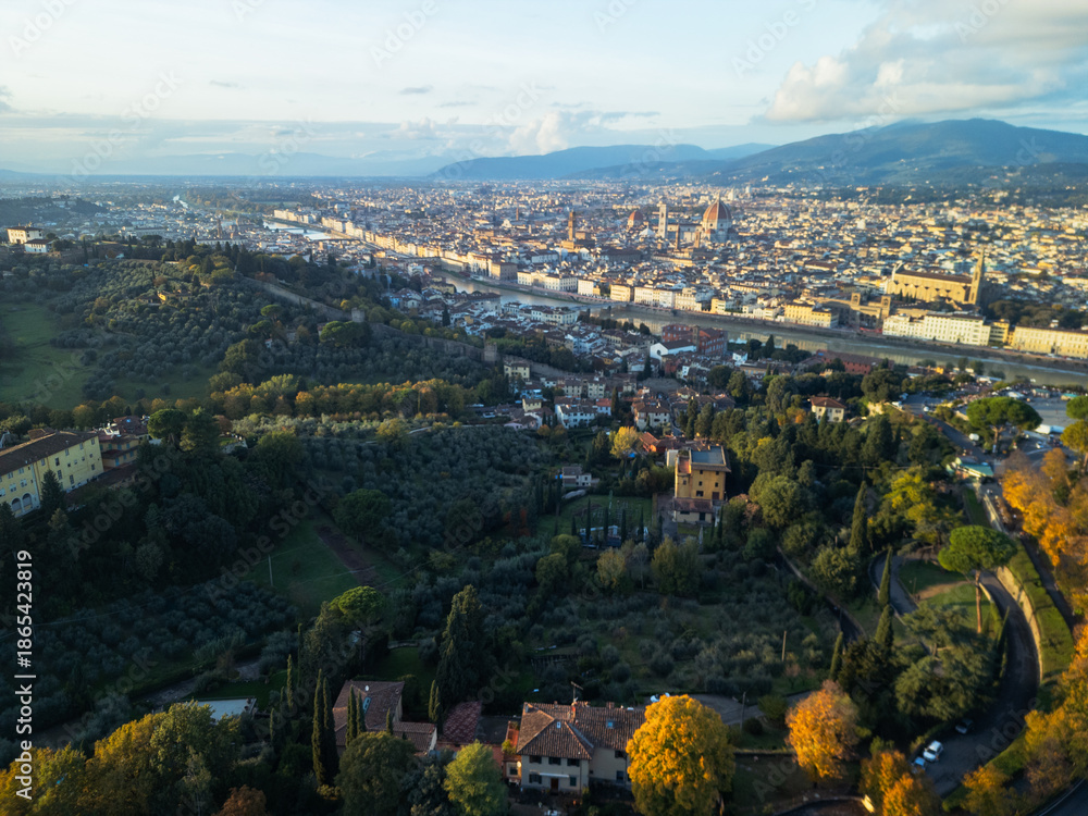 Obraz premium Florence city panorama, Italy - aerial drone view 