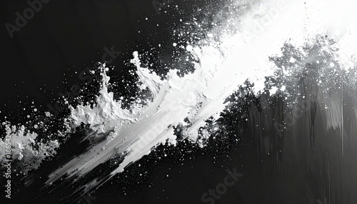 Abstract dynamic paint strokes with splashes and motion texture. Generated image