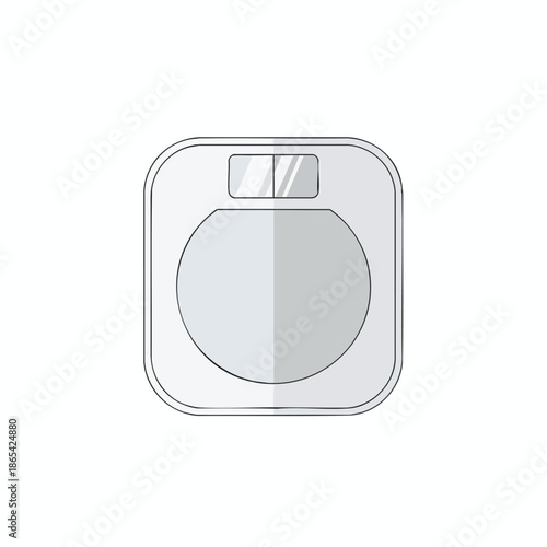 An illustration of a digital bathroom scale. It has a display and round weight area