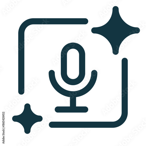 Speech and voice recognition generative AI icon representing artificial intelligence for voice input, speech processing, and smart audio generation. Modern symbol for AI-powered voice technology.