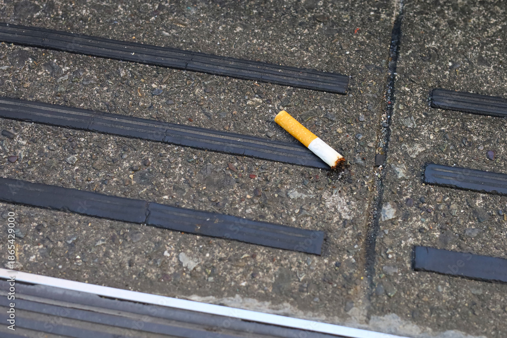 Fototapeta premium Cigarette butt on the pavement.